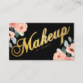 Gouden make-up artiest kalligrafie Waterverf Bloem Visitekaartje (Voorkant)