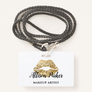 Gouden MAKE-UP ARTIEST Logo Kiss Naam Badge