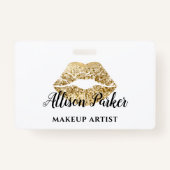 Gouden MAKE-UP ARTIEST Logo Kiss Naam Badge (Voorkant)