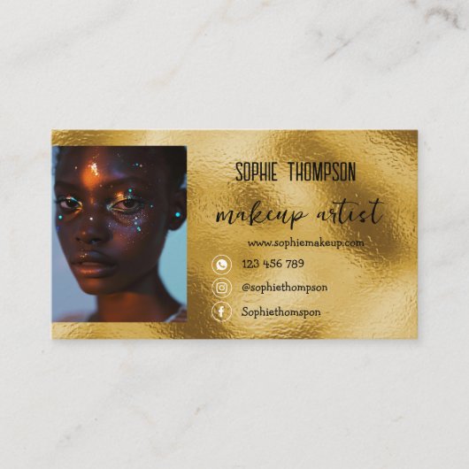 Gouden Make-up artist foto arcode Visitekaartje (Voorkant)