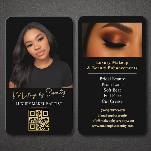 Gouden make-up artist QR Code Luxe Black Beauty Visitekaartje