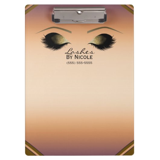 Gouden Make-up Ogen Wimpers Glam Persoonlijk Klembord (Voorkant)