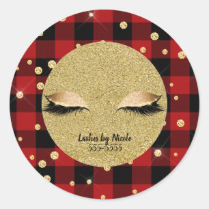 Gouden Make-up Oog Wimpers Vakantie Rood Buffalo R Ronde Sticker
