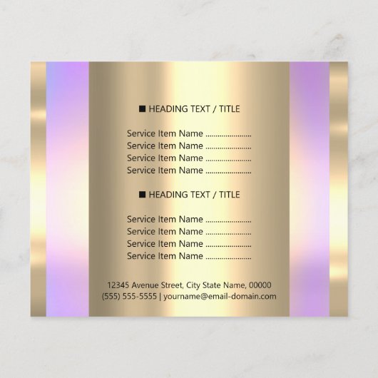 Gouden Make-up Schoonheidssalon Roze Haar Nagels P Flyer (Achterkant)