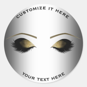 Gouden Make-up Wimpers Glam Zilver Persoonlijk Ronde Sticker