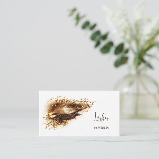 Gouden make-up wimpers visitekaartje (Staand voorkant)