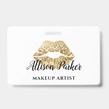 Gouden MAKEUP ARTIST Logo Kus Naam