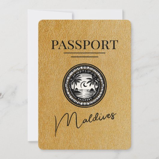 Gouden Malediven Paspoort Bewaar de datum Save The Date (Voorkant)