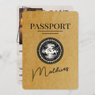 Gouden Malediven Paspoort Bewaar de datum Save The Date