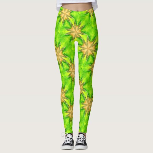 gouden maltese sterren groen leggings (Voorkant)