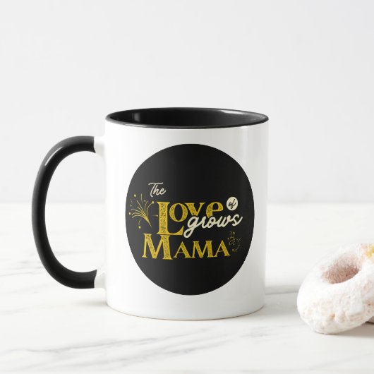 Gouden Mama Beer Liefde Groeit Mok (Met donut)
