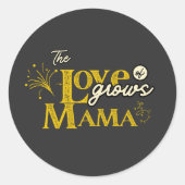 Gouden Mama Beer Liefde Groeit Ronde Sticker (Voorkant)