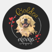 "Gouden Mama: Vier de liefde van Retrievers" Ronde Sticker (Voorkant)