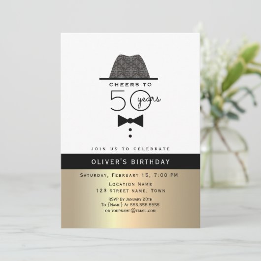Gouden Man 50ste Verjaardag Kaart (Staand voorkant)
