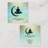 ** Gouden Man + Maan Meditatie Yoga Mindfulness Vierkante Visitekaartje (Voorkant / Achterkant)