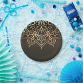 Gouden Mandala Aardbruin Bronzen Modern Glam Party Papieren Bordje (Feest)