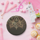 Gouden Mandala Aardbruin Bronzen Modern Glam Party Papieren Bordje (Feest)