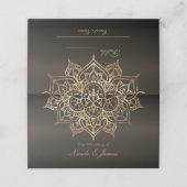 Gouden Mandala Aardbruin Bronzen Moderne Tafelstoe Plaatskaartje (Buitenkant ongevouwen)