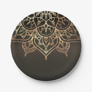 Gouden Mandala Aardse Bruine Bronzen Moderne Glam  Papieren Bordje