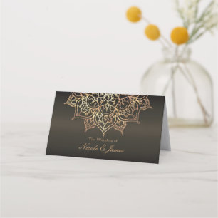 Gouden Mandala Aardse Bruine Bronzen Moderne Tafel Plaatskaartje