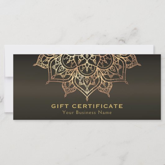 Gouden Mandala Aardse Bruine Moderne Cadeaubon (Voorkant)