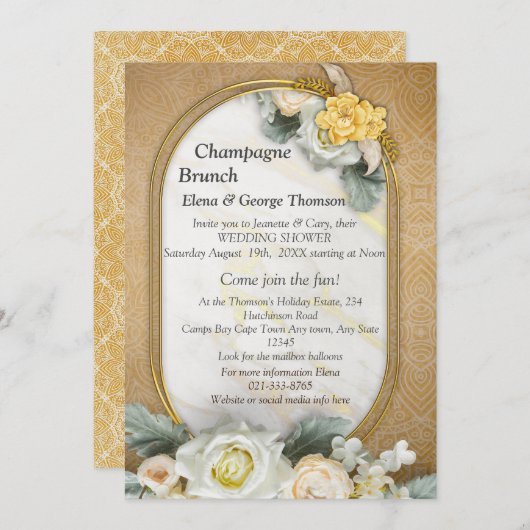 Gouden Mandala achtergrond met witte rozen Kaart (Voorkant / Achterkant)