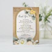 Gouden Mandala achtergrond met witte rozen RSVP Kaartje (Staand voorkant)