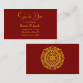 Gouden mandala Bewaar de datumkaart Informatiekaartje (Voorkant / Achterkant)