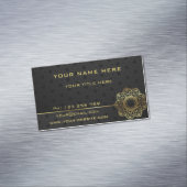 Gouden Mandala Bloem Gouden Tekst Zwart Profession Magnetisch Visitekaartje (Voorbeeld)