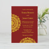 Gouden mandala bruiloft uitnodiging (Staand voorkant)