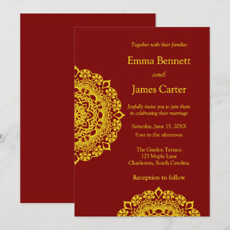 Gouden mandala bruiloft uitnodiging