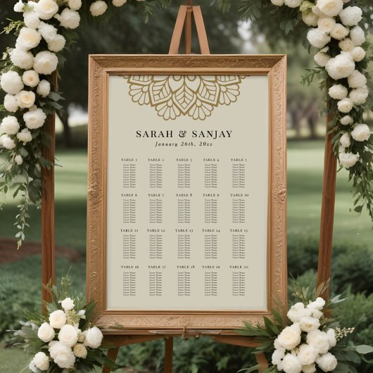 Gouden Mandala Bruiloft Zitplaats Grafiek Poster