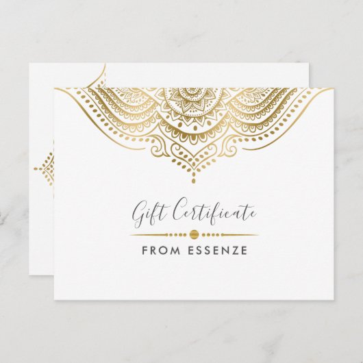 Gouden Mandala Cadeaubon Ontwerp Briefkaart (Voorkant / Achterkant)