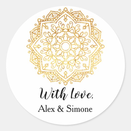 Gouden Mandala Custom Met Liefde Sticker (Voorkant)