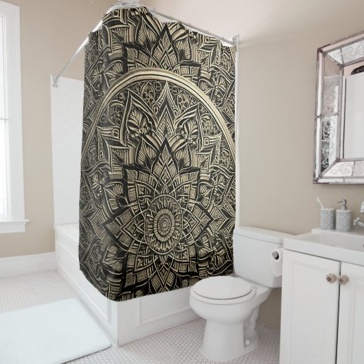 Gouden Mandala Douchegordijn (In situ)