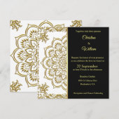 Gouden mandala en zwarte bruiloft kaart (Voorkant / Achterkant)