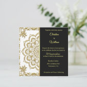 Gouden mandala en zwarte bruiloft kaart (Staand voorkant)