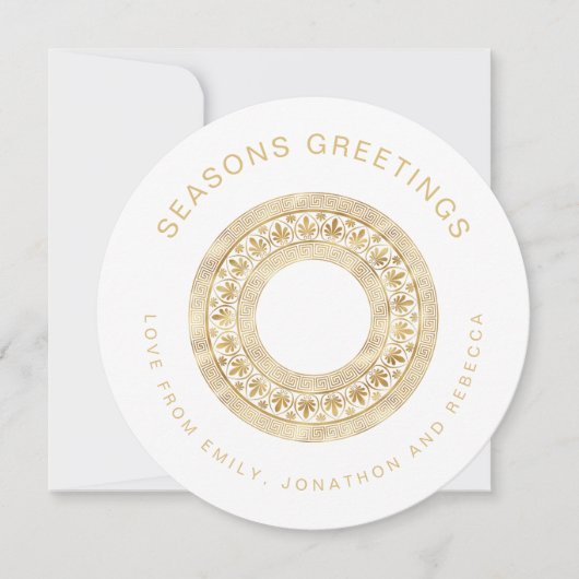 Gouden Mandala gebogen tekst Namen Kerstmis Circul Feestdagenkaart (Voorkant)