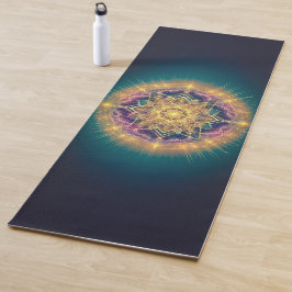 Gouden Mandala Gloed op Teal – Spiritueel Heilig Yogamat