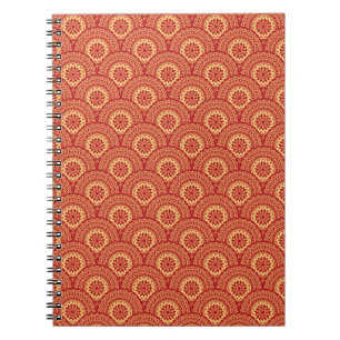 Gouden mandala golven op rode achtergrond notitieboek