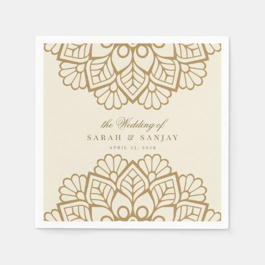 Gouden Mandala Indiase bruiloft of Sangeet Servet (Voorkant)