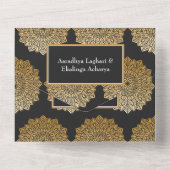 Gouden Mandala Indiase Trouwdag All In One Uitnodiging (Achterkant)