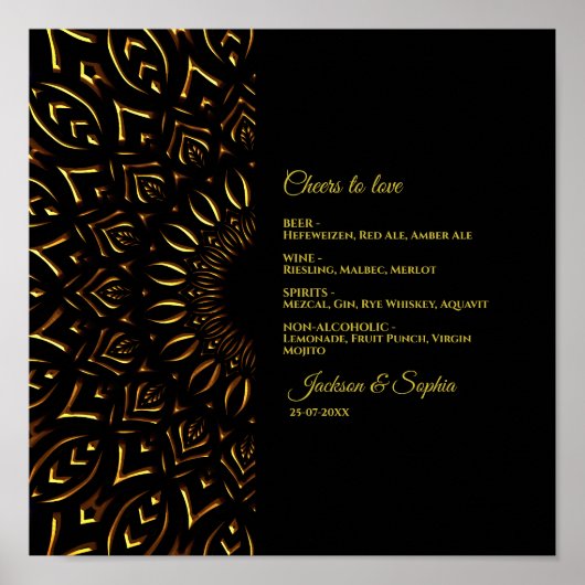 Gouden mandala klassieker elegante luxe drink menu poster (Voorkant)