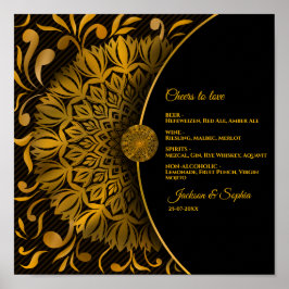 Gouden mandala klassieker elegante luxe drink menu poster