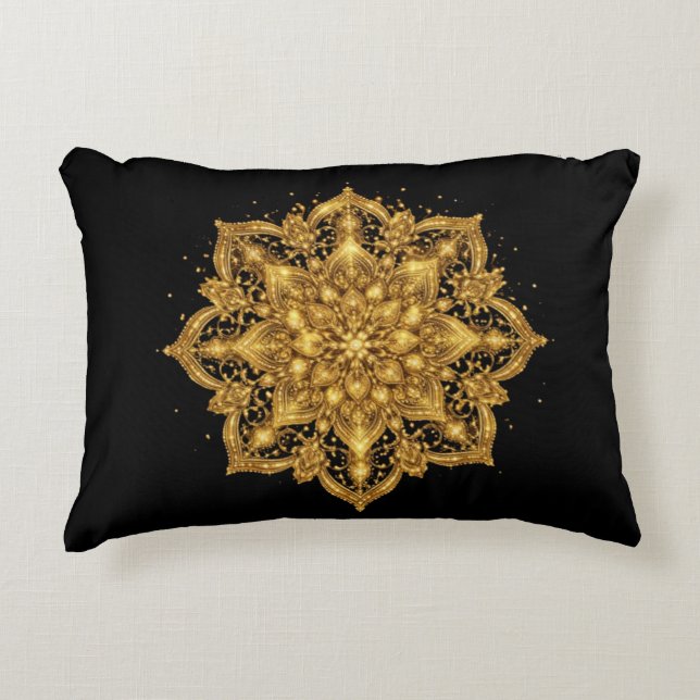 Gouden Mandala Kussen Luxe Decorative Worp  (Voorkant)