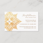 Gouden Mandala Lotus Bloem Monogram Visitekaartje (Voorkant)