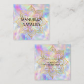 Gouden Mandala Lotus Pastel Gradient yoga-instruct Vierkante Visitekaartje (Voorkant / Achterkant)