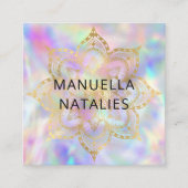 Gouden Mandala Lotus Pastel Gradient yoga-instruct Vierkante Visitekaartje (Voorkant)