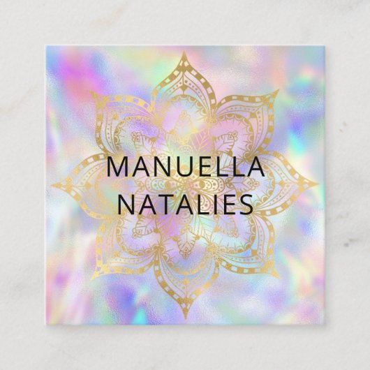 Gouden Mandala Lotus Pastel Gradient yoga-instruct Vierkante Visitekaartje (Voorkant)