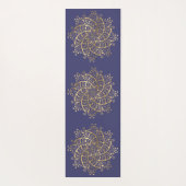 Gouden Mandala Marineblauw Boho Yogamat (Achterkant)